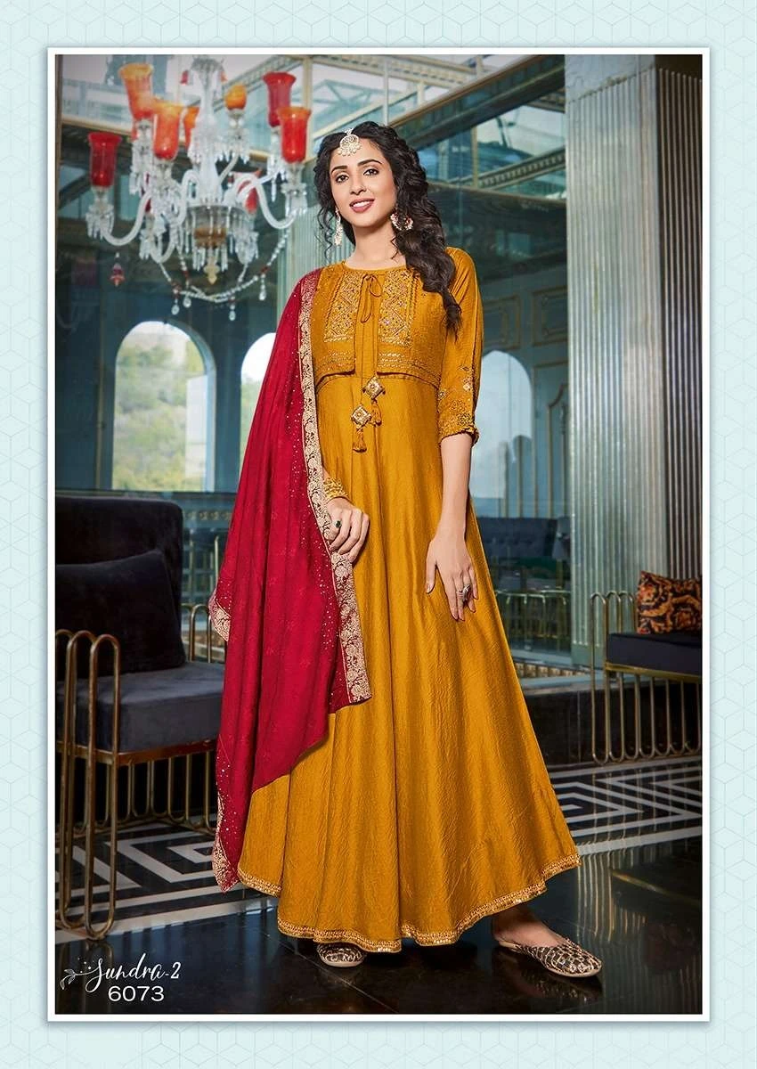 Koodee Sundra 2 Fancy Viscose Wholesale Designer Gown with Dupatta Catalog — Wholesale Kurtis, MPA wholesale from Surat — view 6